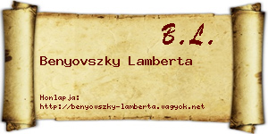 Benyovszky Lamberta névjegykártya